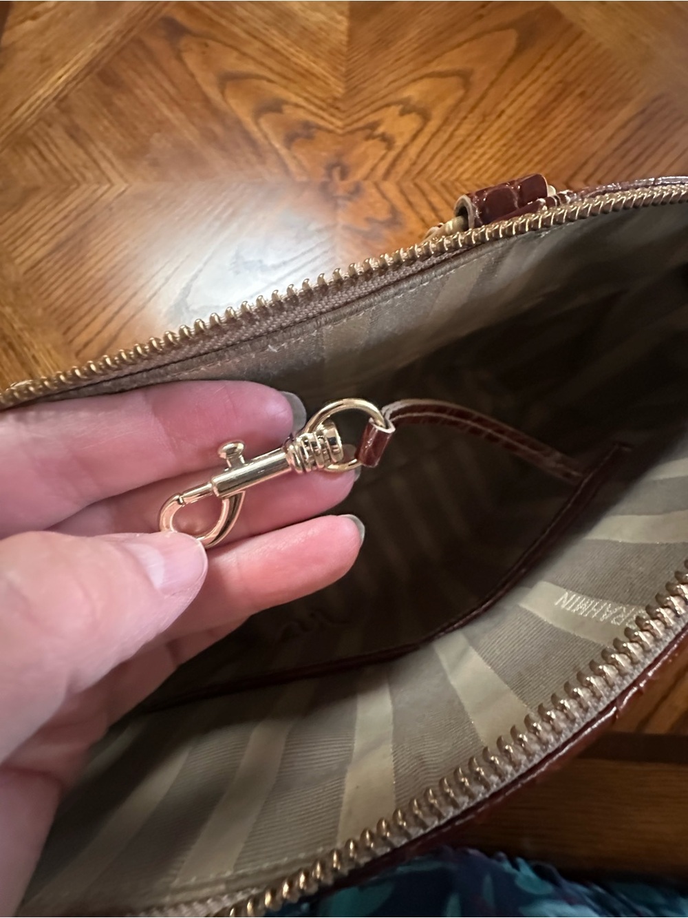 Brahmin Brown Croc-Embossed Satchel **READ** - Picture 6 of 11